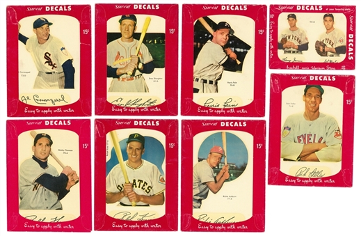 1952 Star-Cal Decals Type 1 and Type 2 Collection (14 Different) – Featuring Six Hall of Famers
